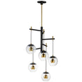 Load image into Gallery viewer, Nucleus LED 5 Light Pendant - Natural Brass/Black Finish
