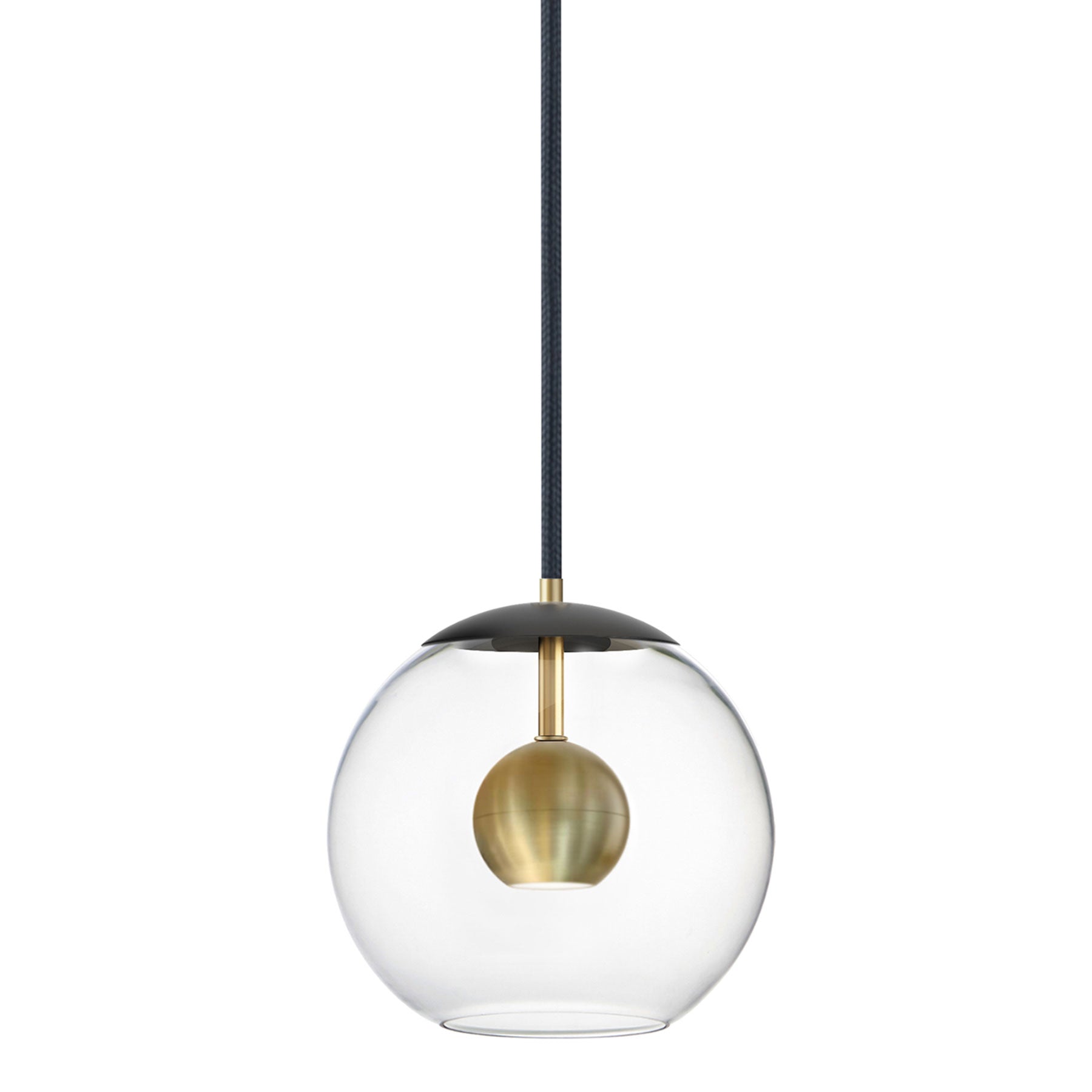 Nucleus Large LED Pendant - Black/Aged Brass Finish