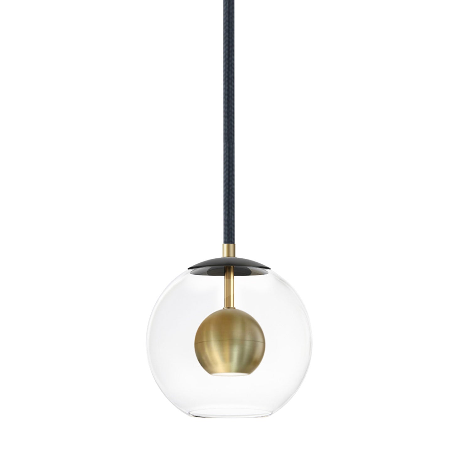 Nucleus Small LED Pendant - Black/Aged Brass Finish