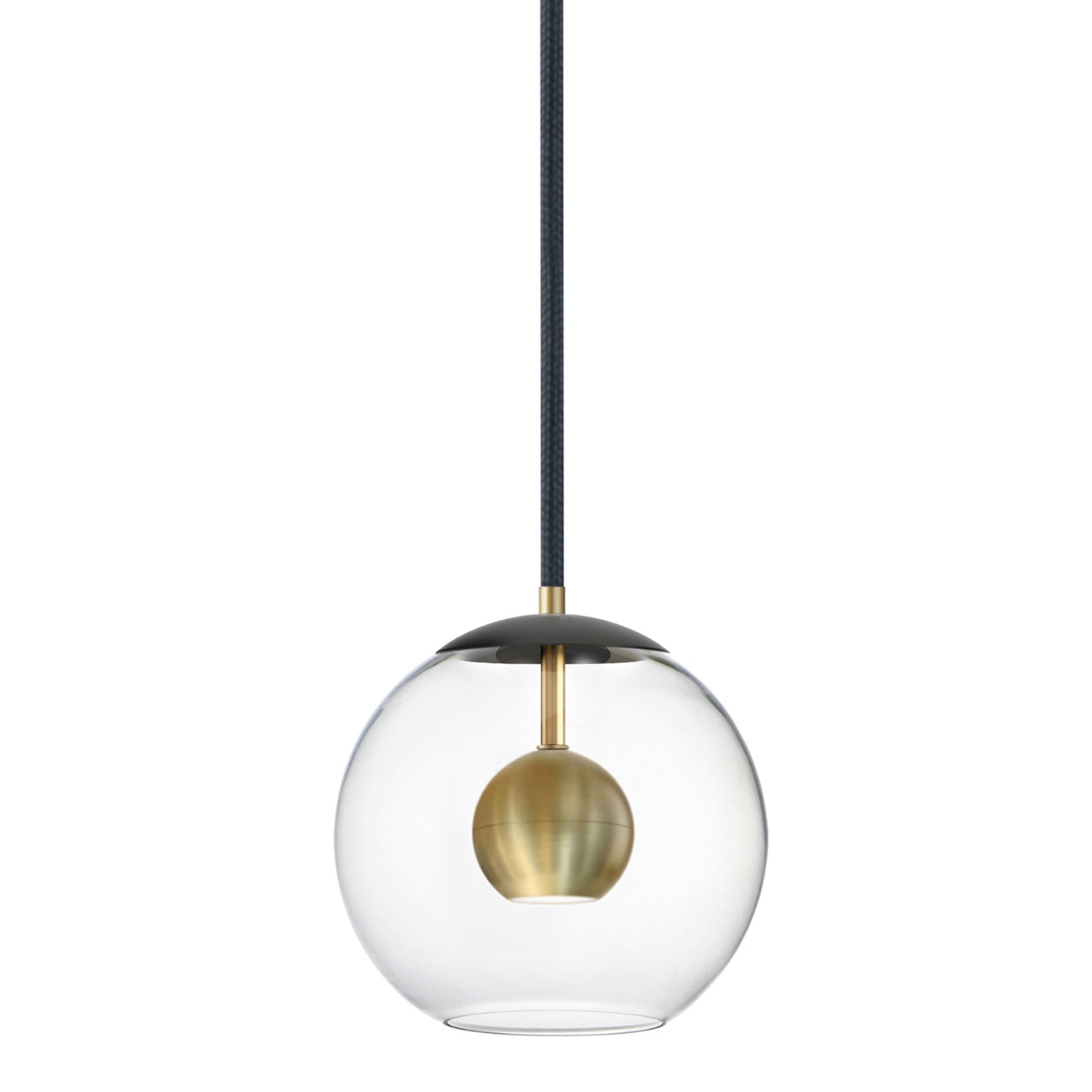 Nucleus Medium LED Pendant - Black/Aged Brass Finish