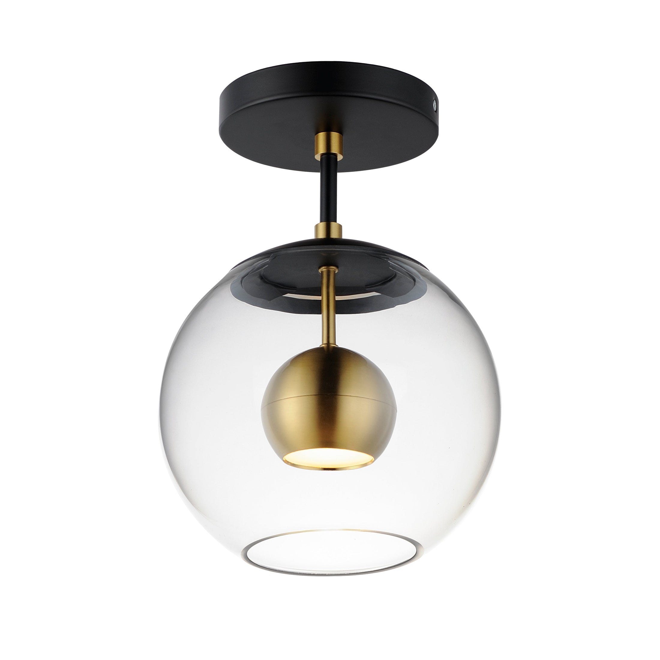 Nucleus LED Semi Flushmount - Black/Aged Brass Finish