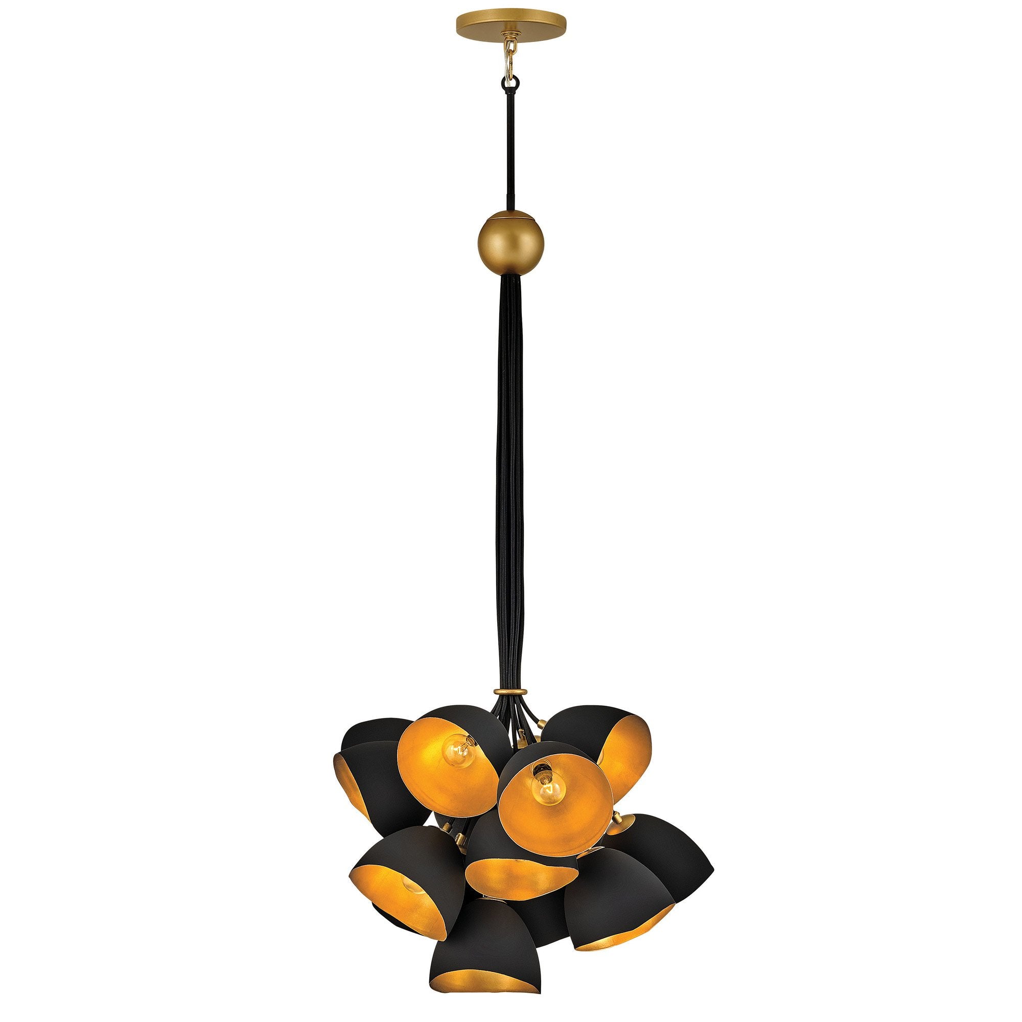 Nula Cluster Pendant - Shell Black Finish with Gold Leaf Accents