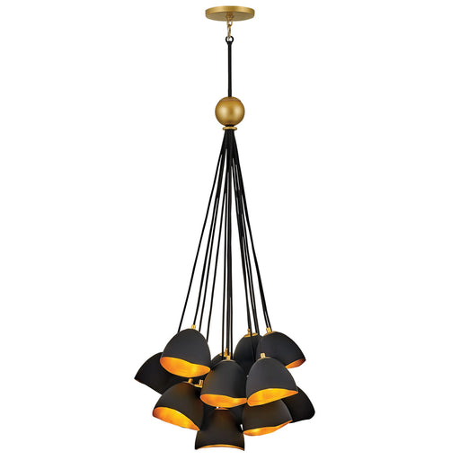 Nula Cluster Pendant - Shell Black Finish with Gold Leaf Accents