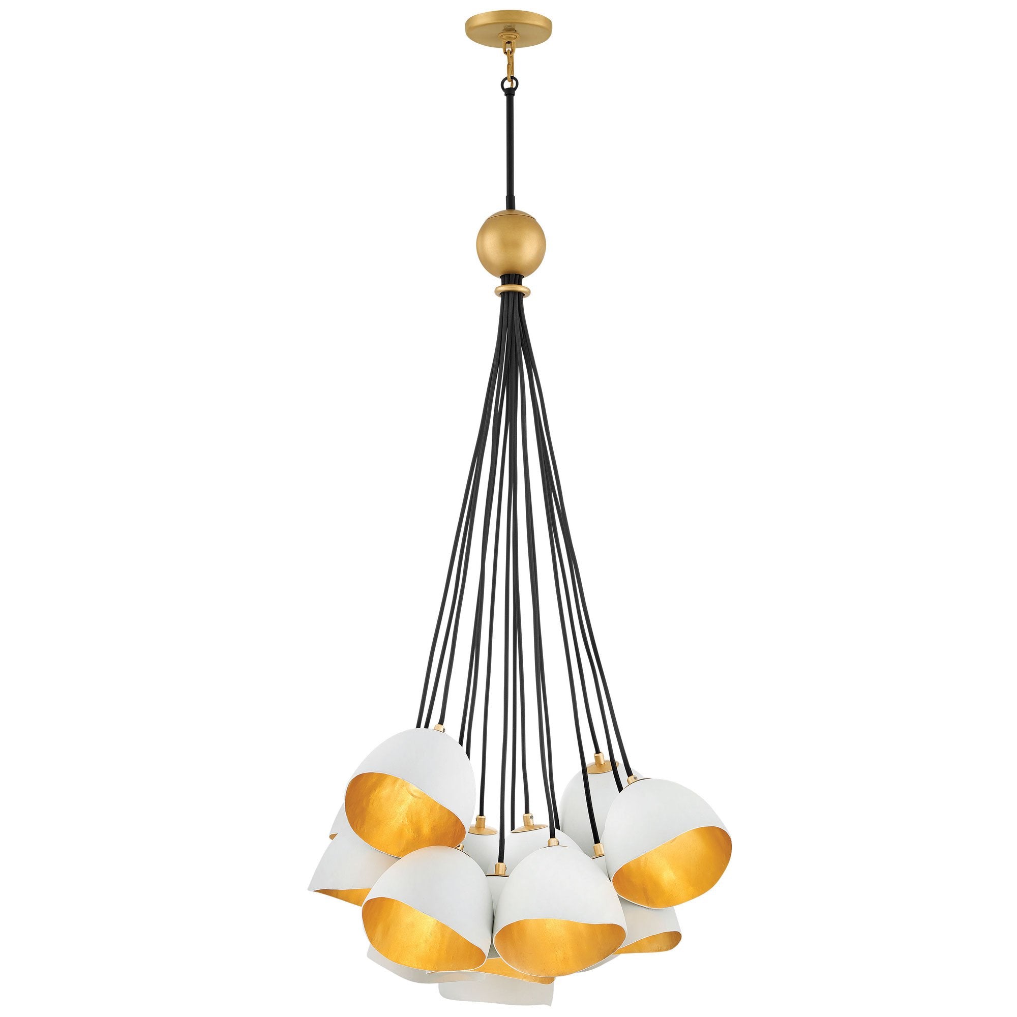 Nula Cluster Pendant - Shell White Finish with Gold Leaf Accents