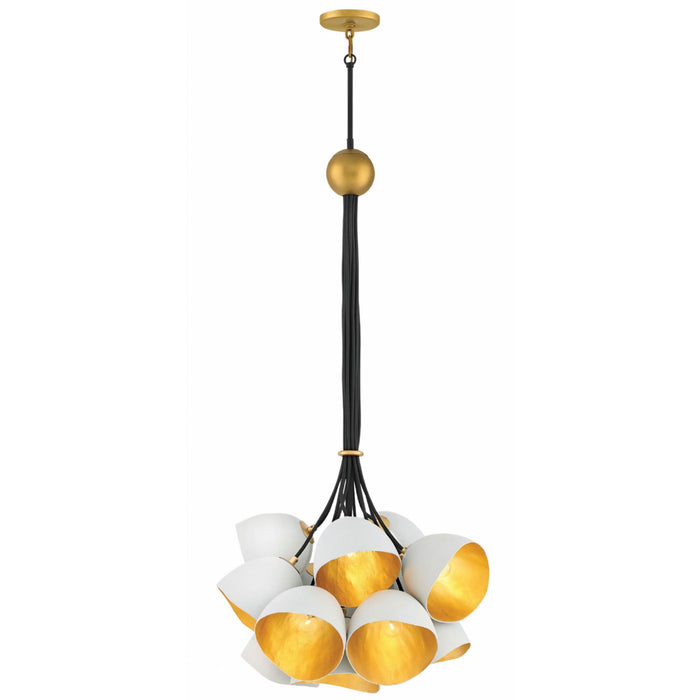 Nula Cluster Pendant - Shell White Finish with Gold Leaf Accents