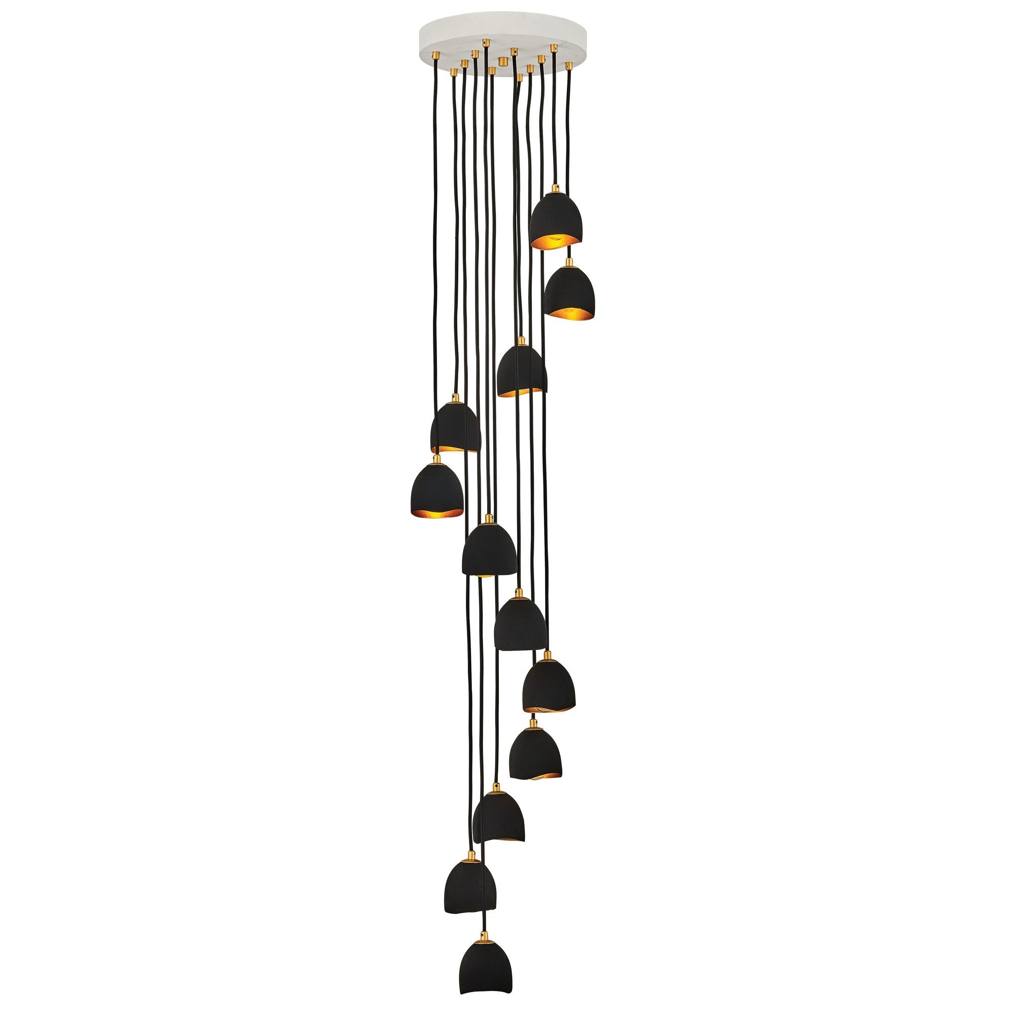 Nula Multi Light Pendant - Shell Black Finish with Gold Leaf Finish