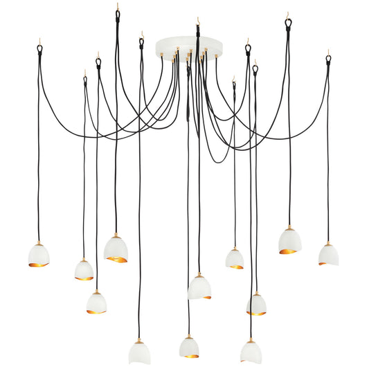 Nula Multi Light Pendant - Shell White Finish with Gold Leaf Finish