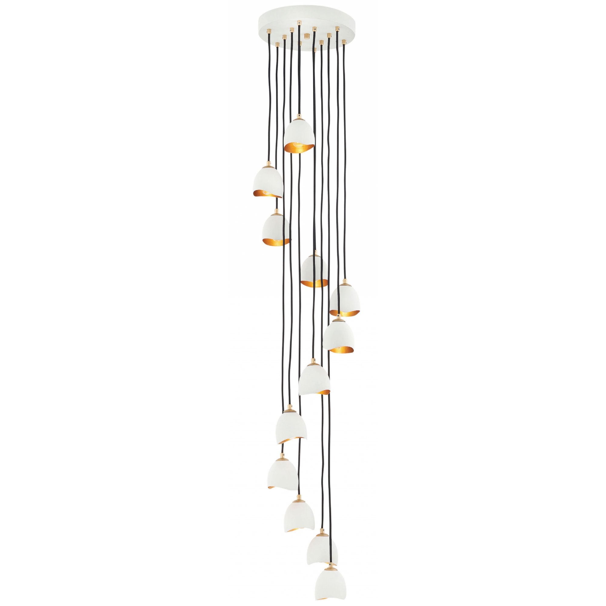 Nula Multi Light Pendant - Shell White Finish with Gold Leaf Finish