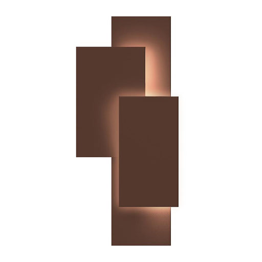 Offset Panels Indoor/Outdoor LED Sconce - Textured Bronze Finish