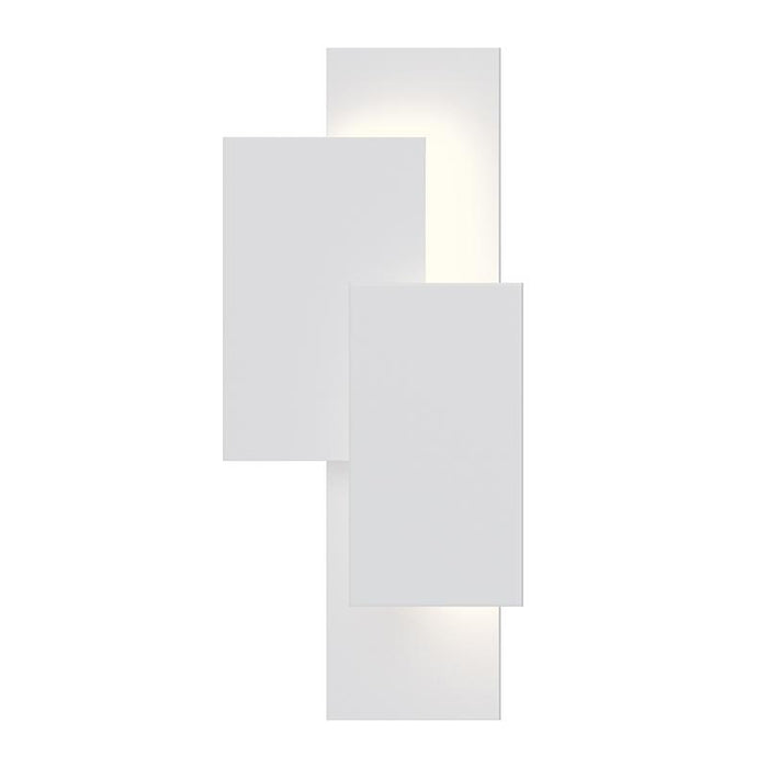 Offset Panels Indoor/Outdoor LED Sconce - Textured White Finish
