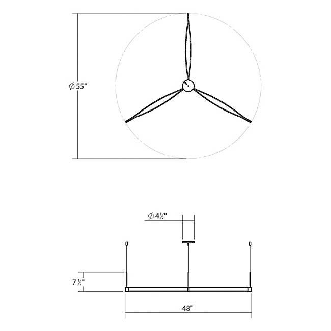Ola Tri-Star LED Pendant - Diagram