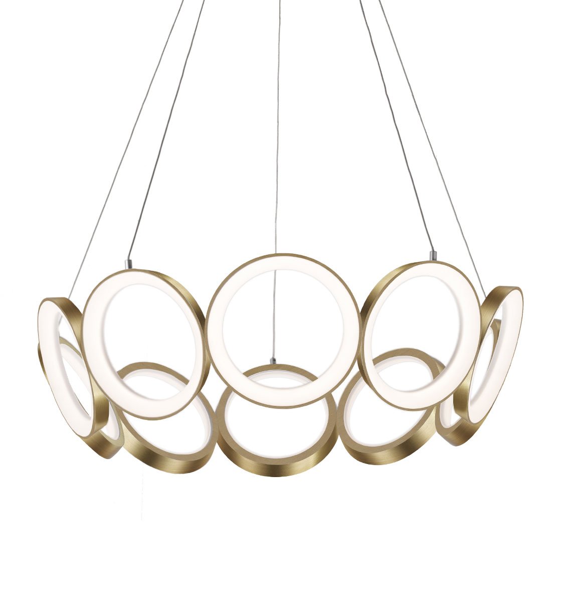 Oros Large LED Chandelier - Antique Brass Finish