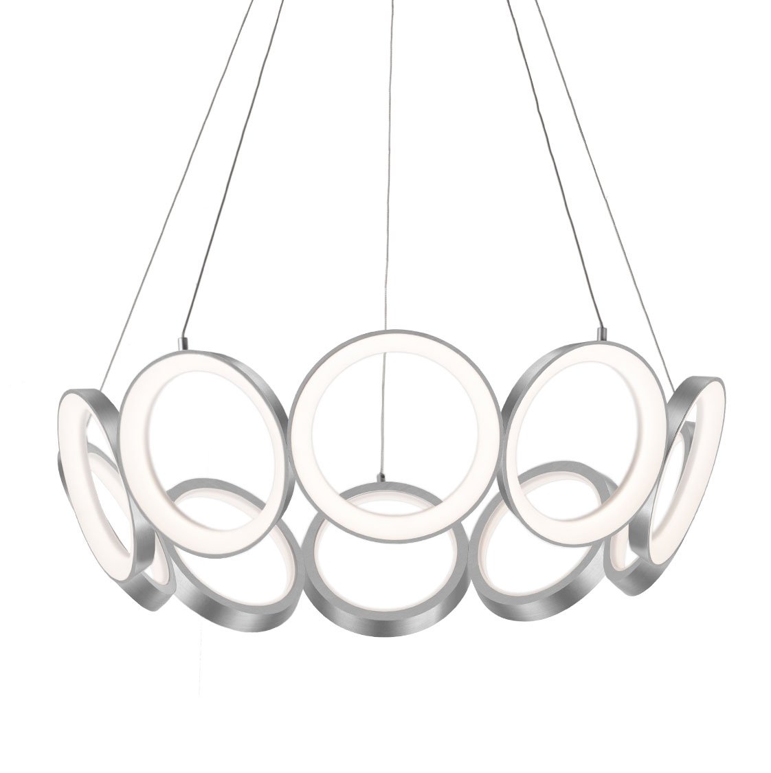 Oros Large LED Chandelier - Antique Silver Finish