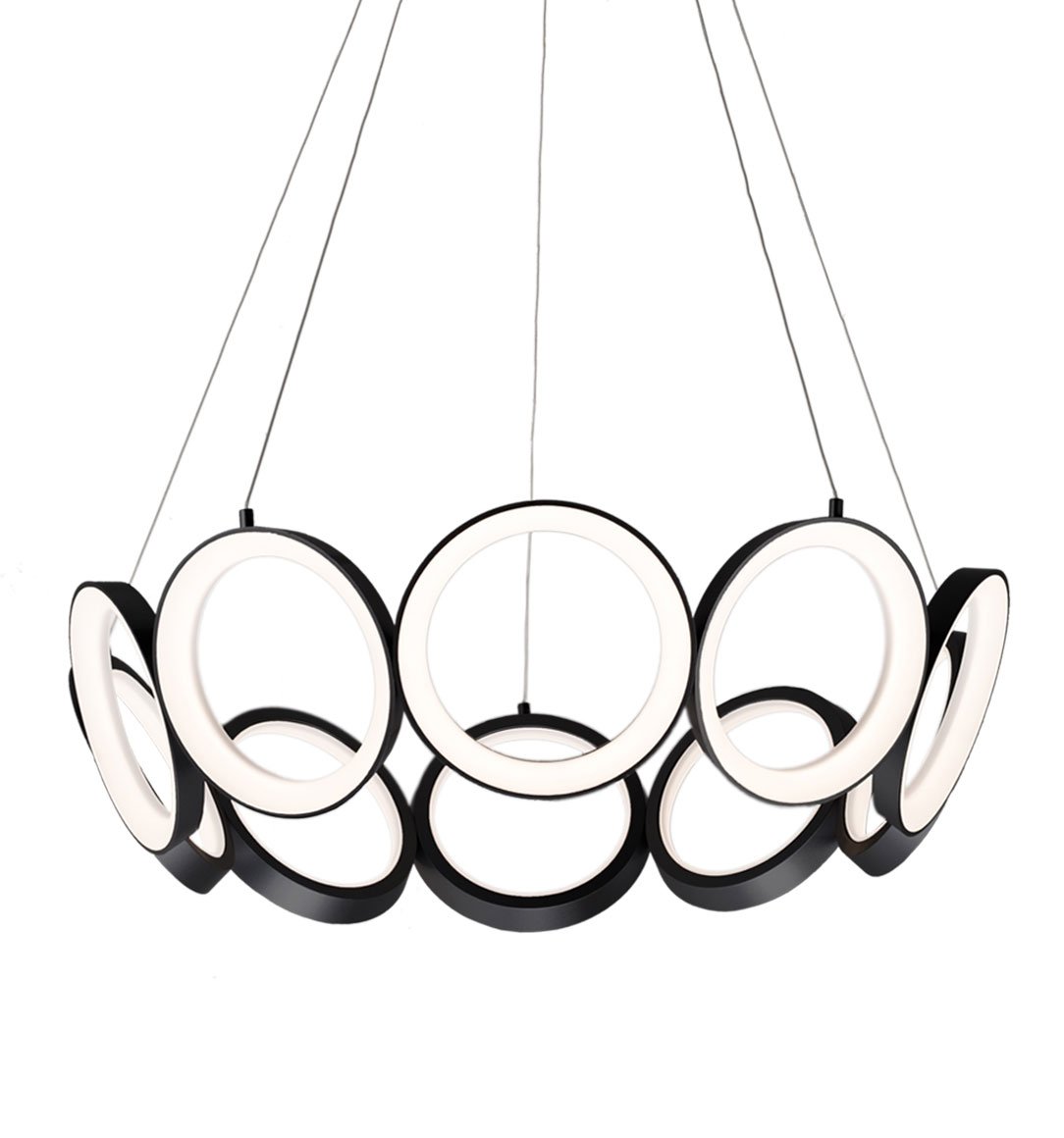 Oros Large LED Chandelier - Black Finish