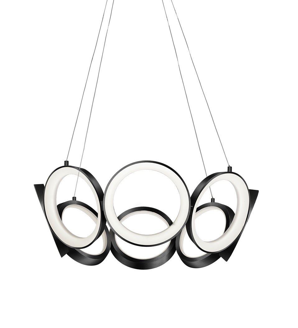 Oros Medium LED Chandelier - Black Finish