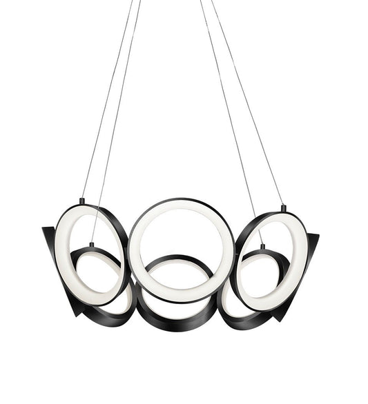 Oros Medium LED Chandelier - Black Finish