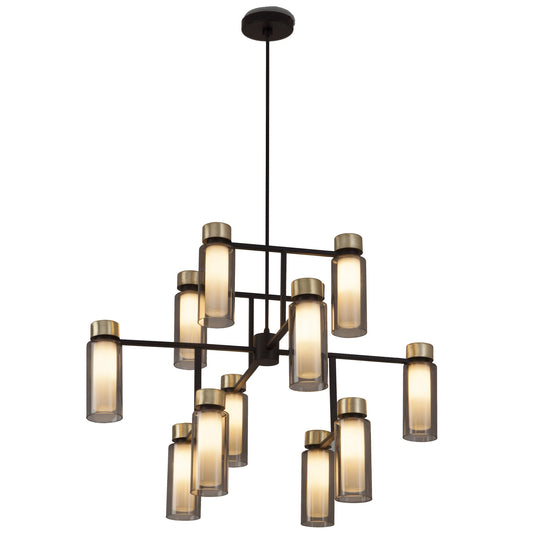 Osman 33" Chandelier - Matte Black/Brushed Brass Finish