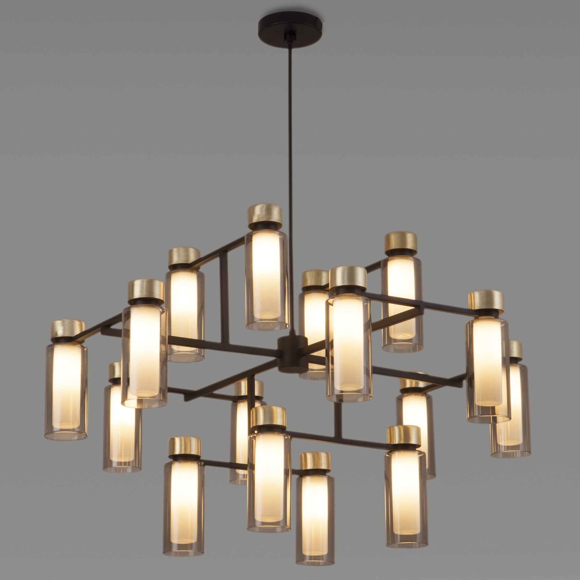 Osman 37" Chandelier - Matte Black/Brushed Brass Finish