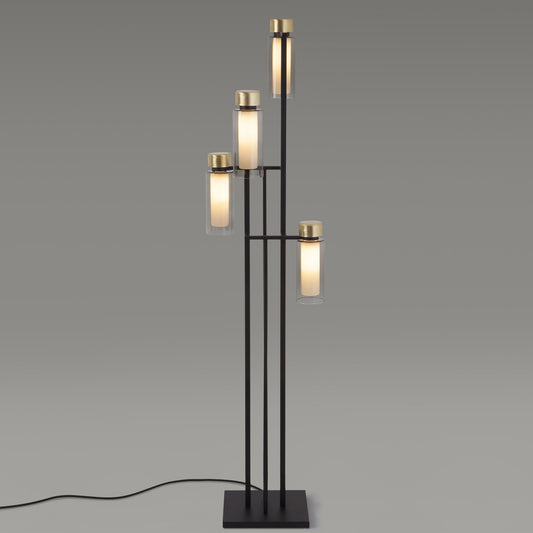 Osman 4-Light Floor Lamp - Matte Black/Brushed Brass Finish