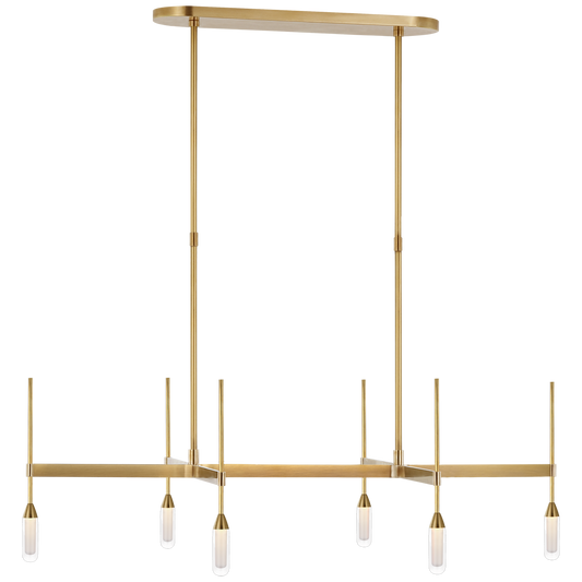 Overture Medium Downlight Linear Chandelier - Natural Brass Finish