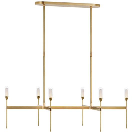 Overture Medium Uplight Linear Chandelier - Natural Brass Finish