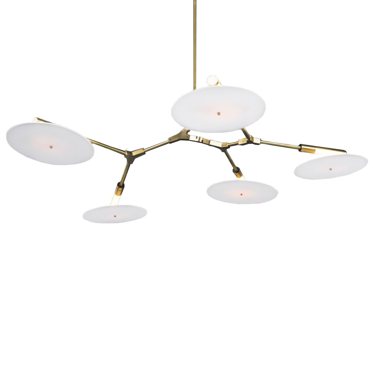 5-Light Pendant - Gold/White Finish