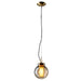 Small Pendant  - Gold Finish with Amber Glass