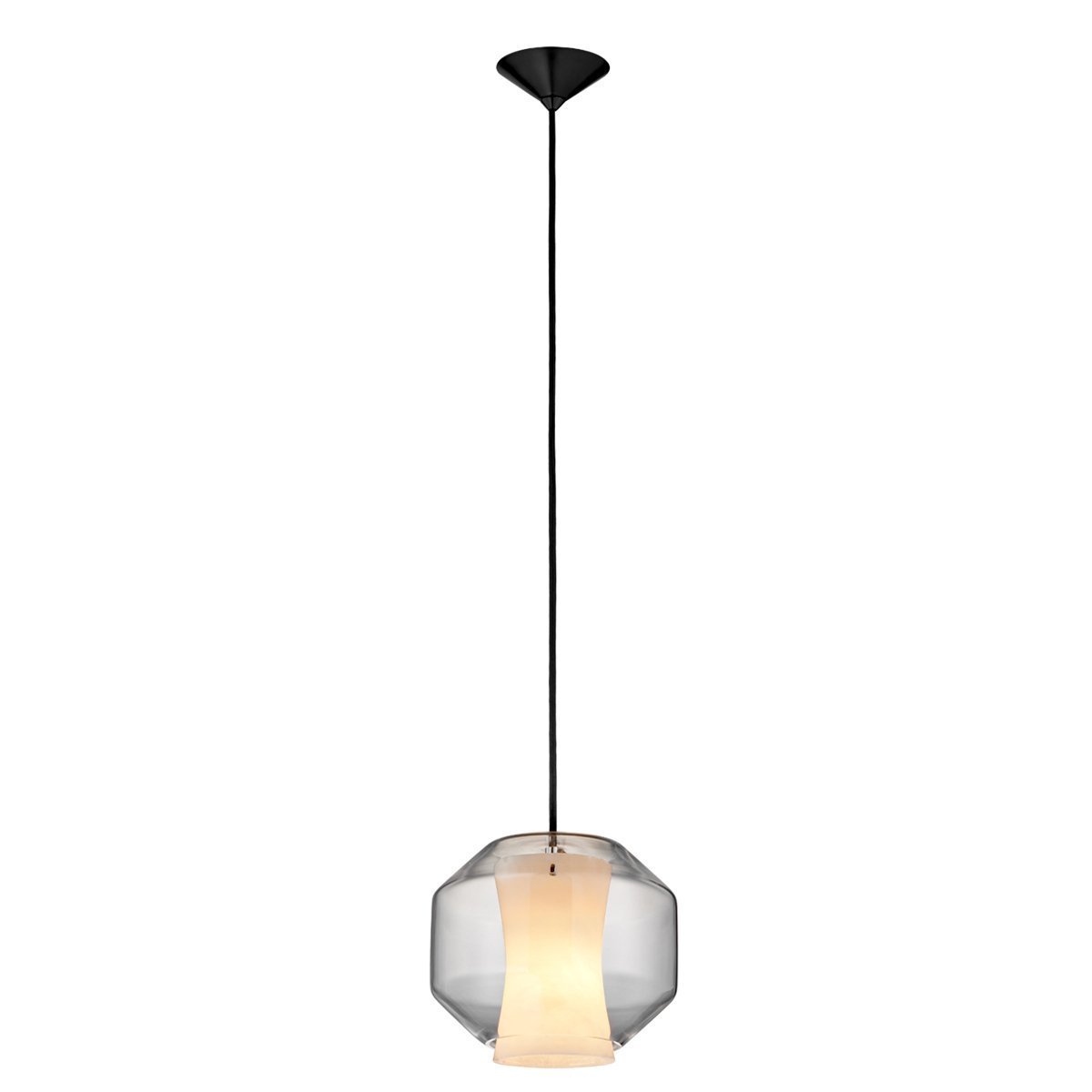 Pendant - Clear Glass/White