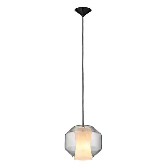 Pendant - Clear Glass/White