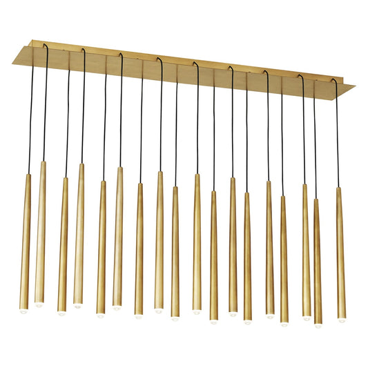 Pylon 18-Light Linear Chandelier - Natural Brass Finish