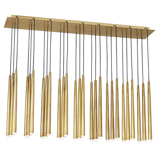 Pylon 27-Light Linear Chandelier - Natural Brass Finish