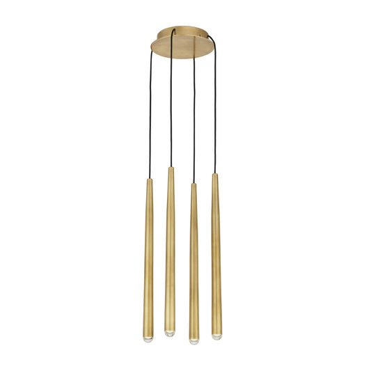 Pylon 4-Light Chandelier - Natural Brass Finish