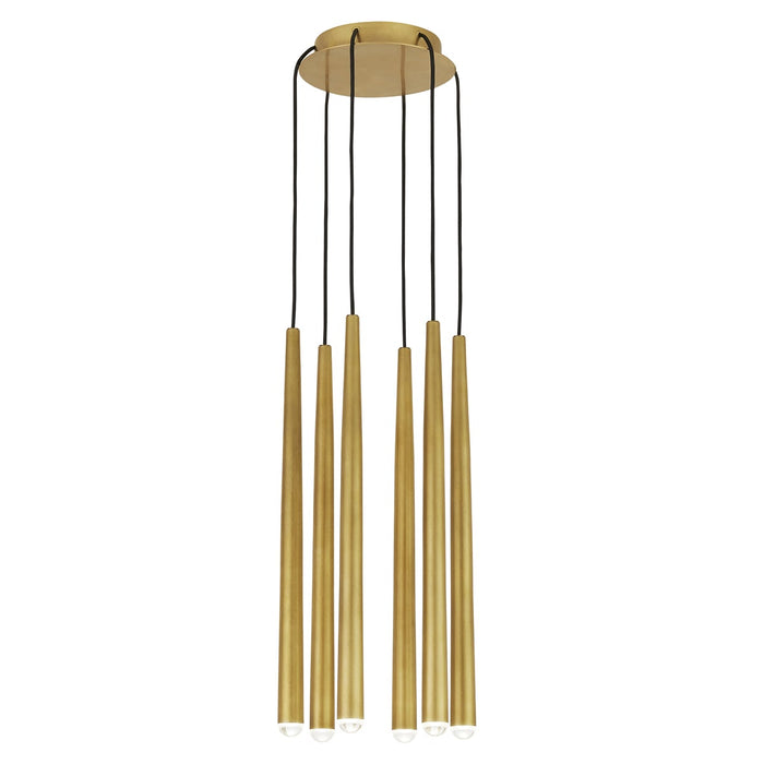 Pylon 6-Light Chandelier - Natural Brass Finish