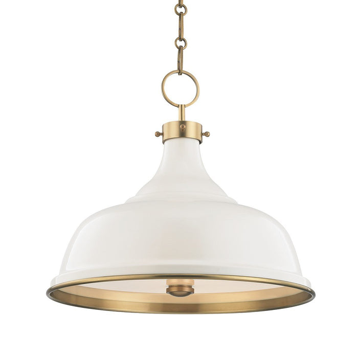 Painted No. 1 Pendant - Off White/Aged Brass Finish