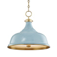 Load image into Gallery viewer, Painted No. 1 Pendant - Blue Bird/Aged Brass Finish
