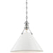 Painted No2. Large Pendant - Polished Nickel/Off White