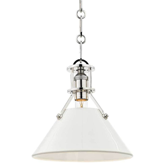 Painted No2. Small Pendant - Polished Nickel/Off White