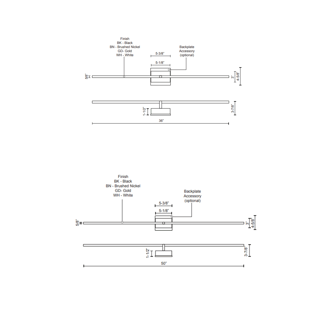 Pandora LED Bath Bar - Diagram