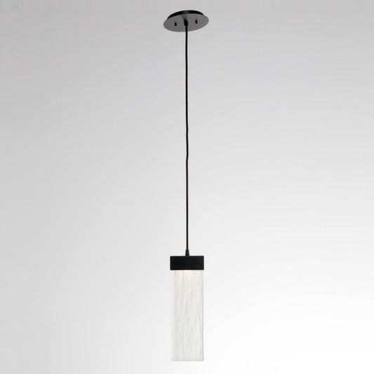 Parallel Glass LED Pendant - Clear Granite/Matte Black