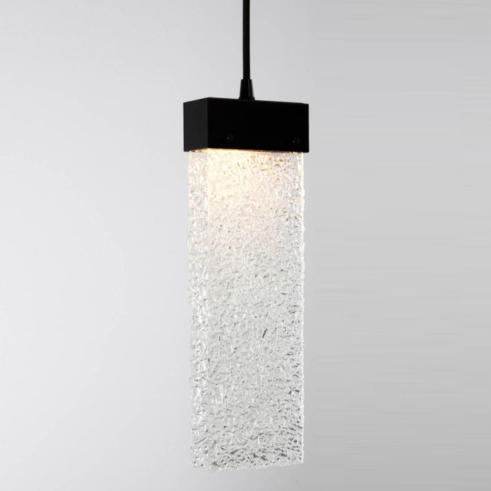 Parallel Glass LED Pendant - Clear Rime/Matte Black