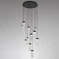 Load image into Gallery viewer, Parallel Glass Round LED Multipoint Pendant 11 Light - CR/MB
