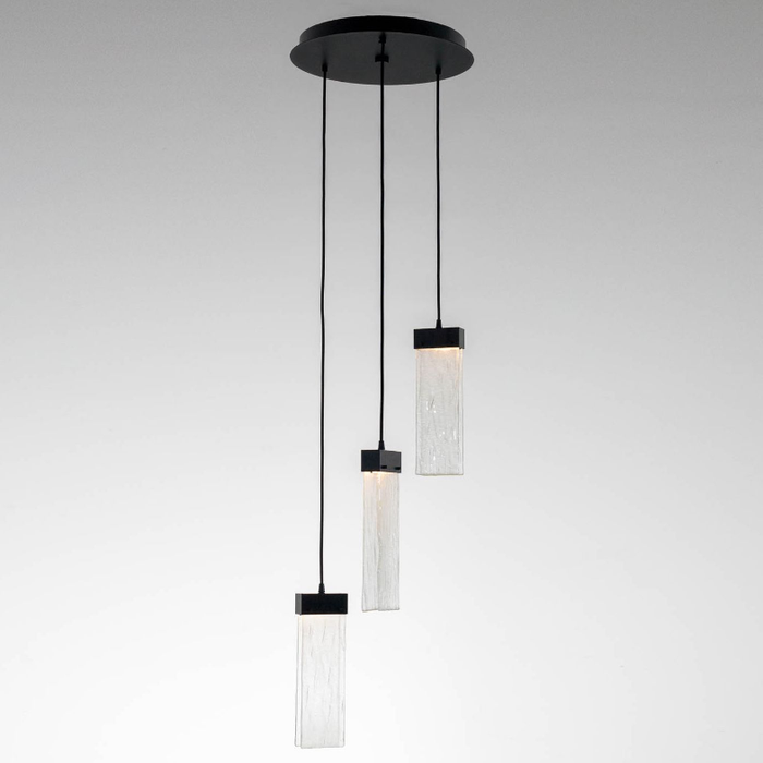 Parallel Glass Round LED Multipoint Pendant 3 Light - CG/MB