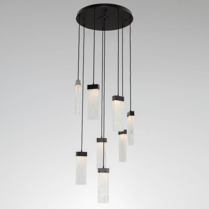 Parallel Glass Round LED Multipoint Pendant 8 Light - CR/MB