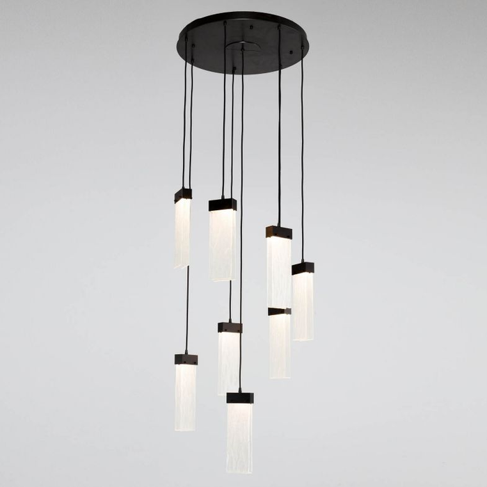 Parallel Glass Round LED Multipoint Pendant 8 Light - CG/MB