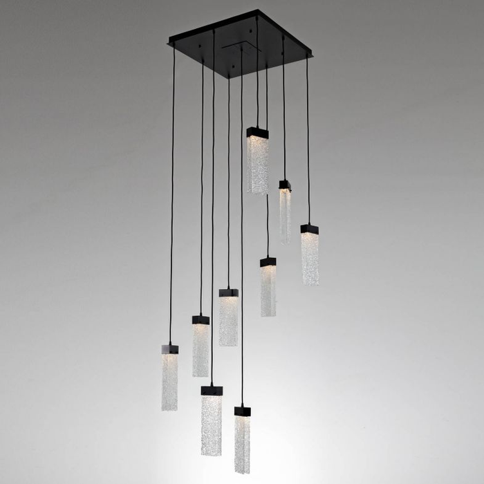 Parallel Glass Square LED Multipoint Pendant 9 Light - CR/MB