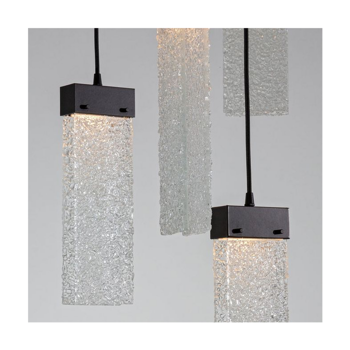 Parallel Glass Square LED Multipoint Pendant Light - CR/MB Close Up