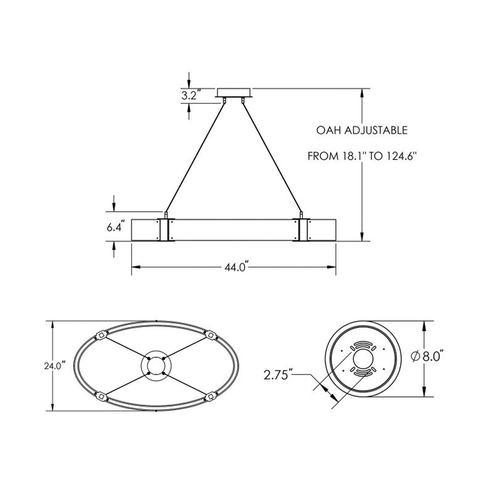 Parallel Oval LED Chandelier Spec