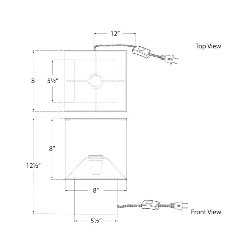 Pari Petite Square Table Lamp - Diagram