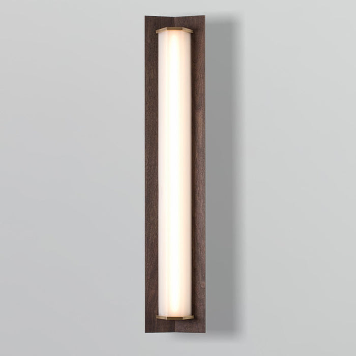 Penna 40" LED Sconce - Dark Stained Walnut/ Distressed Brass Finish