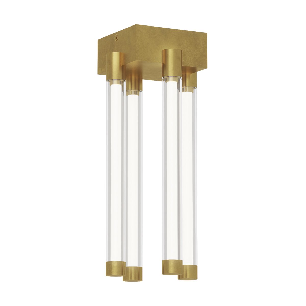 Phobos Short Flush Mount - Natural Brass Finish